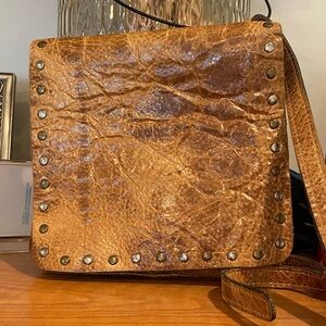 Brown Leather Studded Women’s crossbody bag